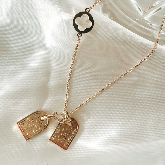 *LAST ONE!* Monogram Tags Necklace 18k Gold Plated - Picture 6 of 11